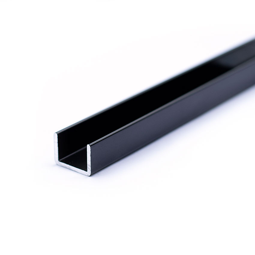 Sort håndliste til glasværn i aluminium