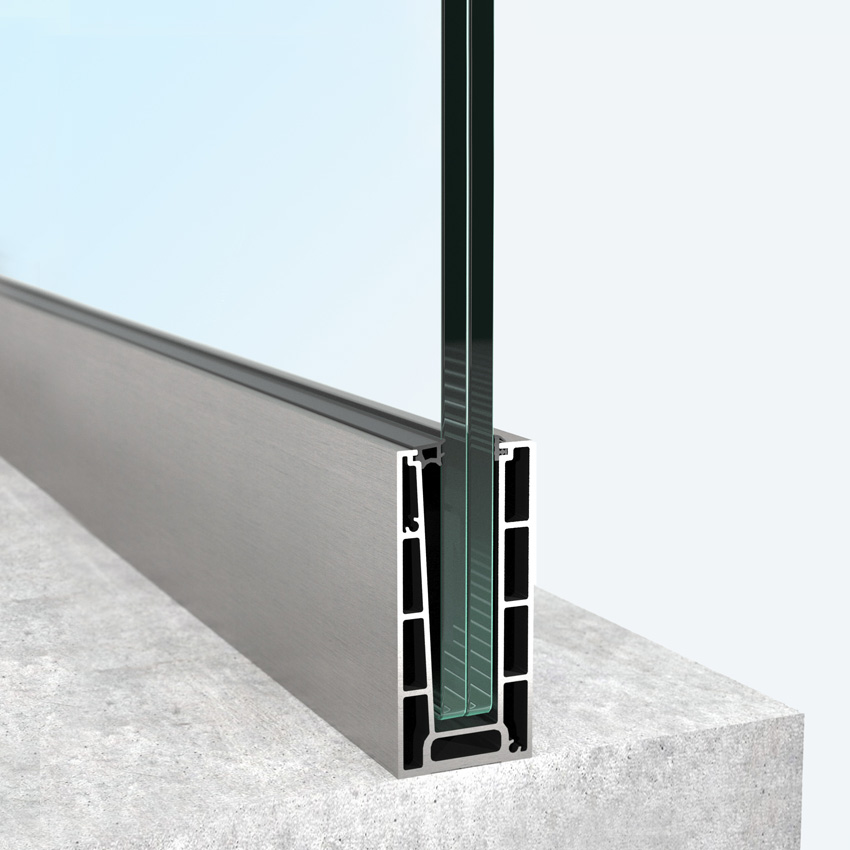 Topmonteret bundskinne til glasværn BV7600